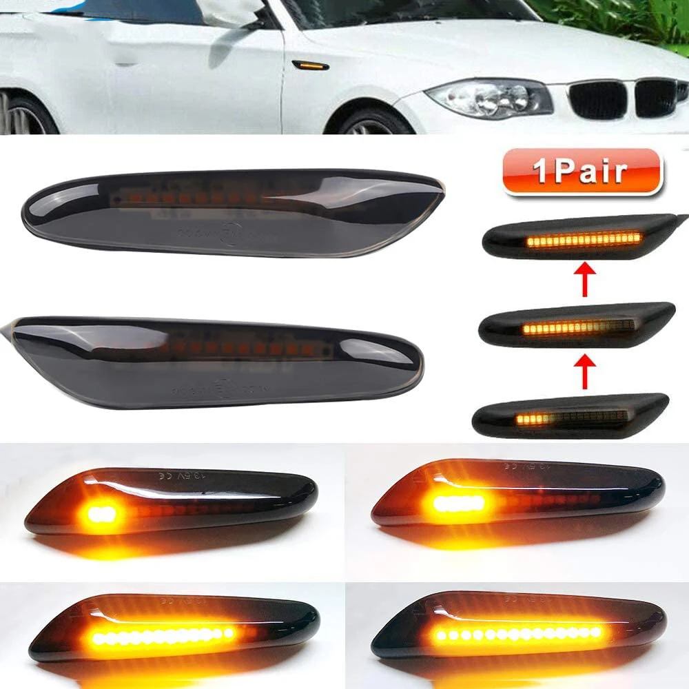 

2 Pcs Dynamic Flowing LED Light Turn Signal Lamp Assembly Replacement for E90 E91 E92 E93 E46 E60 E61 E81E82E83 1/3/5/X3/X1