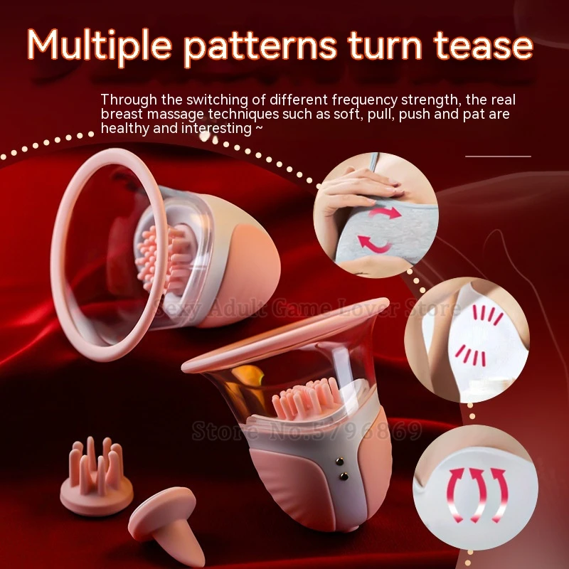 WirelessElectric12SpeedsRotaryBreastPumpBraMassagerLicking