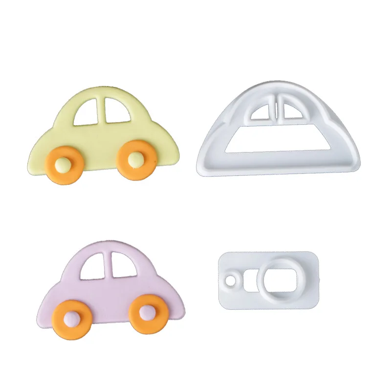Fondant Cake Decorating Cookie Embosser Mold Cartoon Car Tractor Train Shaped Biscuit Pastry Stamp Hand Press For Baking Tools baking mold cookie mould cookie printing mold baking decorating tools