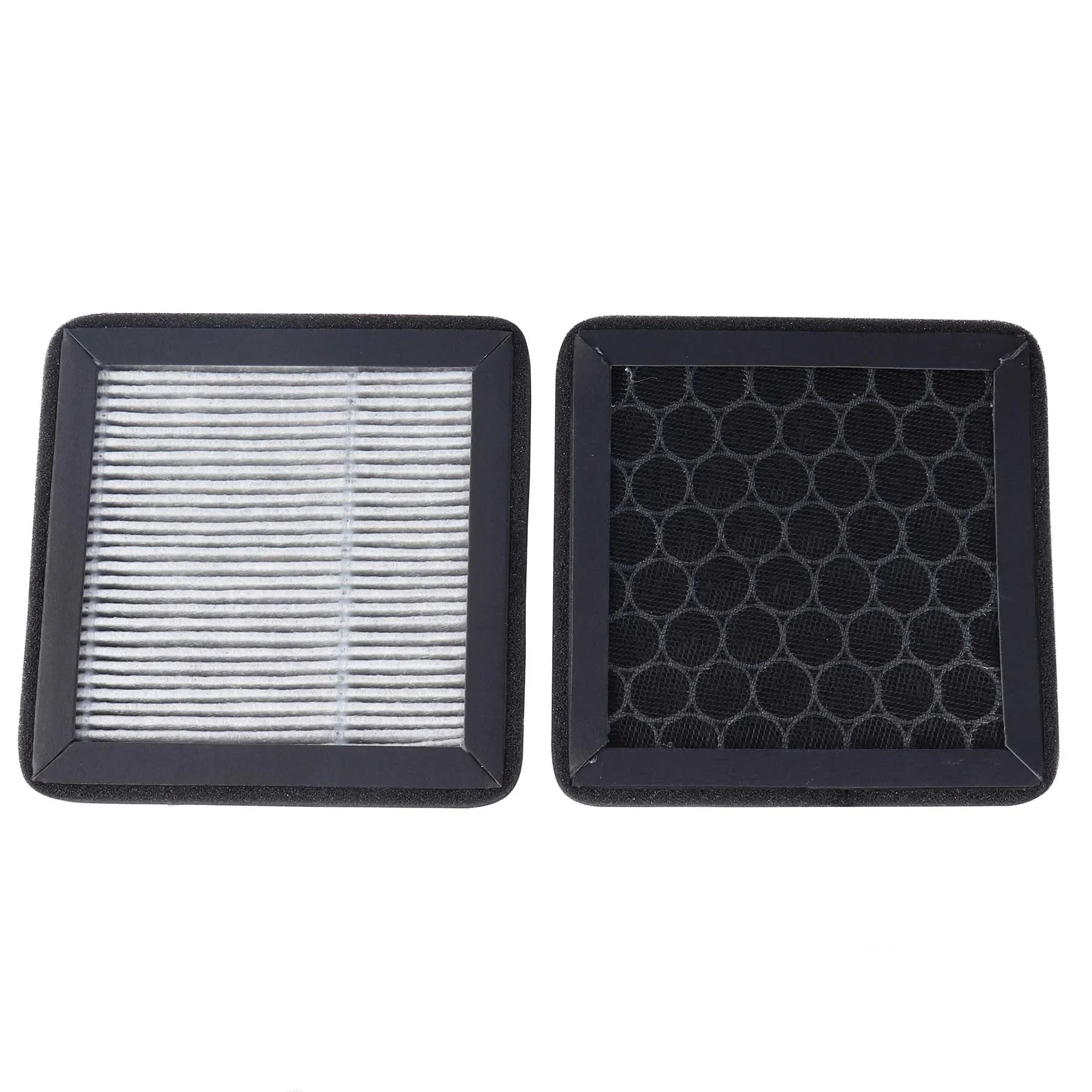 Détail des filtres HEPA 13 et charbon actif pour masque respiratoire, montrant la structure multicouche.