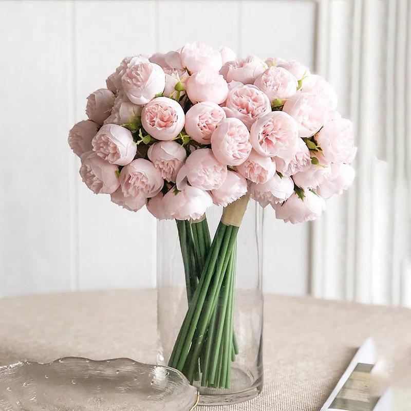 Silk Flowers Peony Artificial Flowers Rose Bouquet 27 Heads artificial plants artificial flowers artificial flower bouquet artificial flower Table Flower Arrangement Bride Wedding Home Decoration Fake Flower