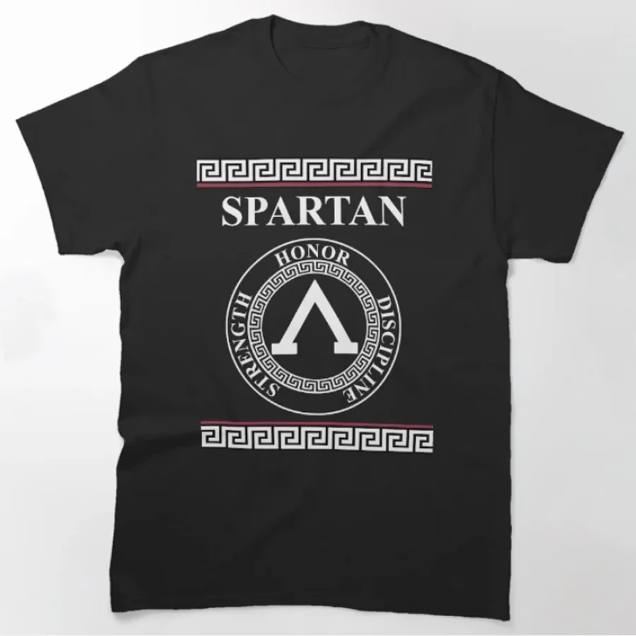 Antica Grecia Sparta Shield Symbol Spartan Warriors T-Shirt 100% Cotone O-Collo Manica Corta T-Shirt Casual Da Uomo Taglia S-3Xl
