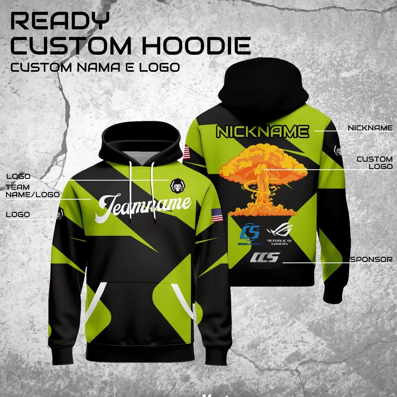 Hoodie Design Your Own Pullover Sweatshirts Hooded Long Sleeve Hoody for Men and Women