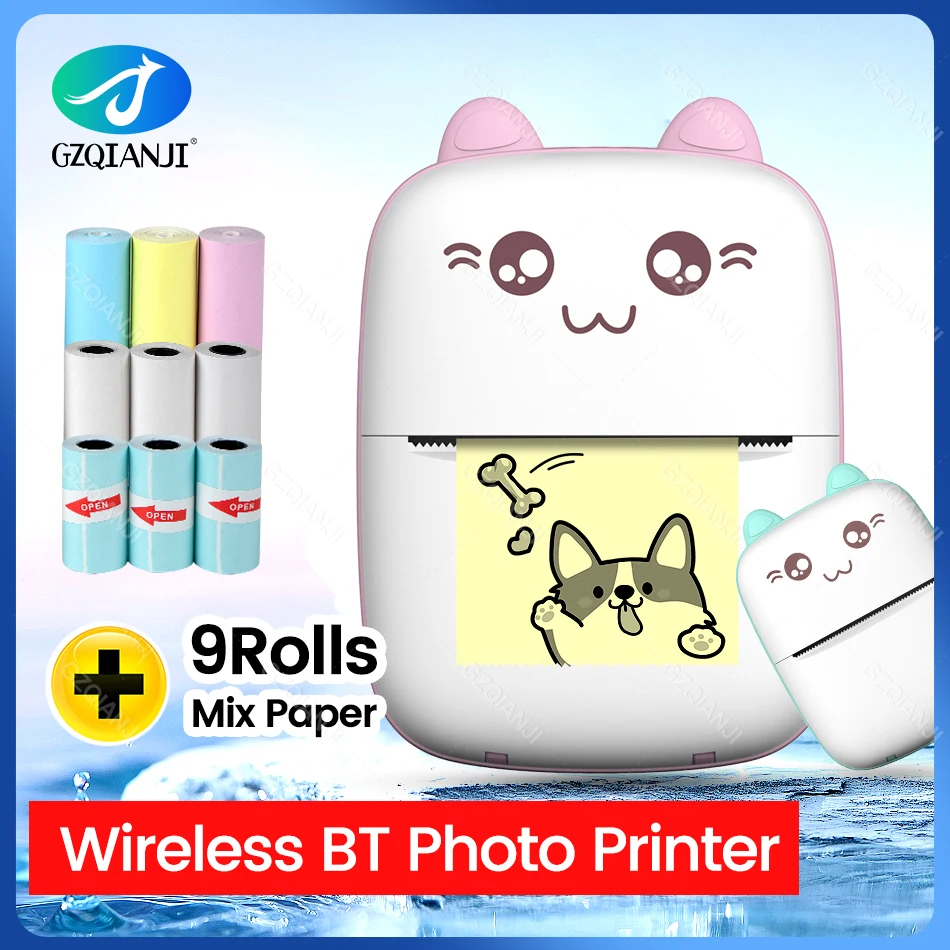 Mini-imprimante Photo thermique Bluetooth pour téléphone portable,  impression d'étiquettes pour enfants, rouleaux de papier autocollant  couleur - AliExpress