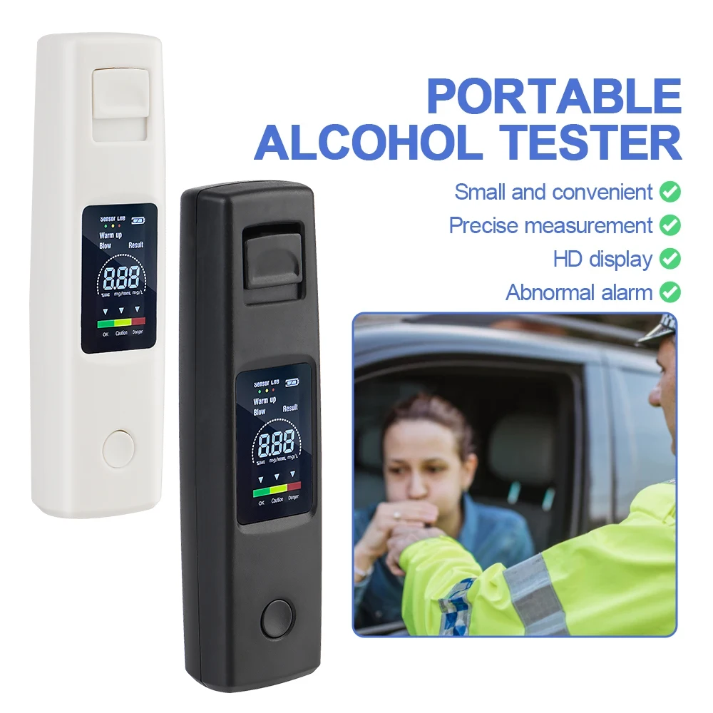 Alcohol Tester Breathalyzer Non-Contact Portable Alcohol Tester Breath Tester Digital LCD Display Type-C Charging