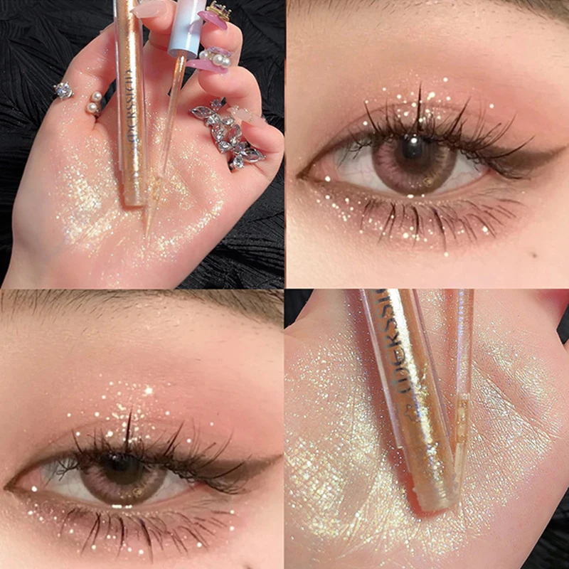 

Алмазные блестящие подводки для глаз, косметика, водостойкая Серебристая подводка для глаз с блестками, подводка для глаз, косметика, женские тени для глаз