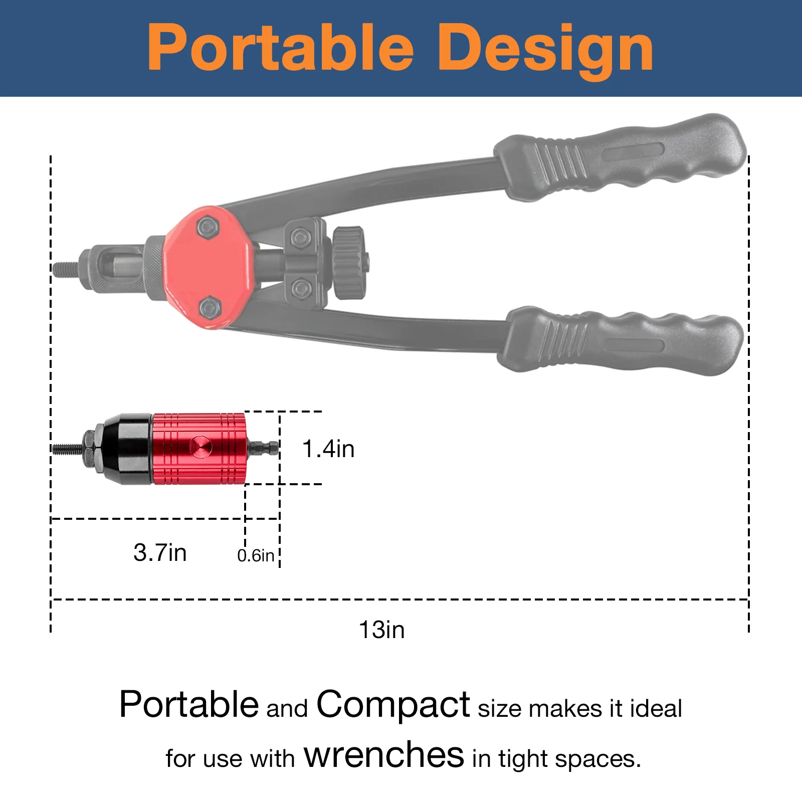 M3-M8 Rivet Nut Gun, Removable Electric Rivet Nut Adapter, Household Manual Riveting Tool, Thread Insertion Gun Set With Wrench 5