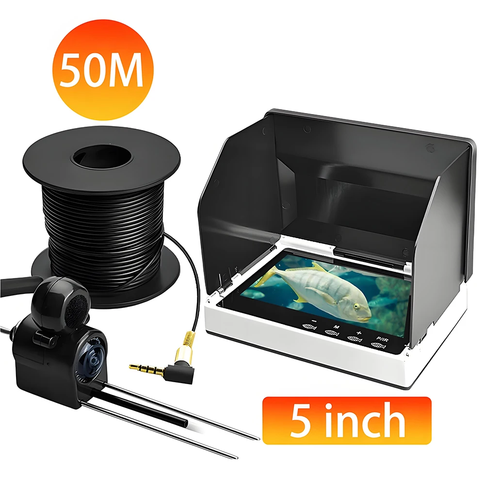 5인치 HD 터치 버튼 수중 낚시 카메라 200 °   광각 야간 투시경 방수 어군탐지기 얼음낚시용 비디오 녹화