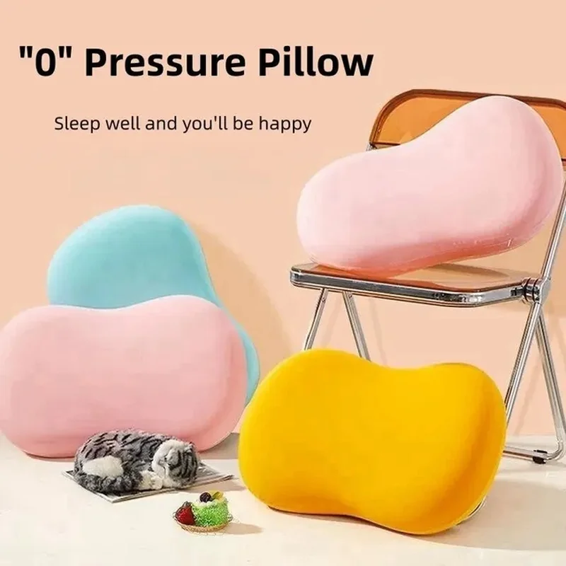 Solid Color Cat Pillow Memory Cotton Cervical Protection Sleep Aid For Dormitory Students Male House Hold Nap Pillow Cat