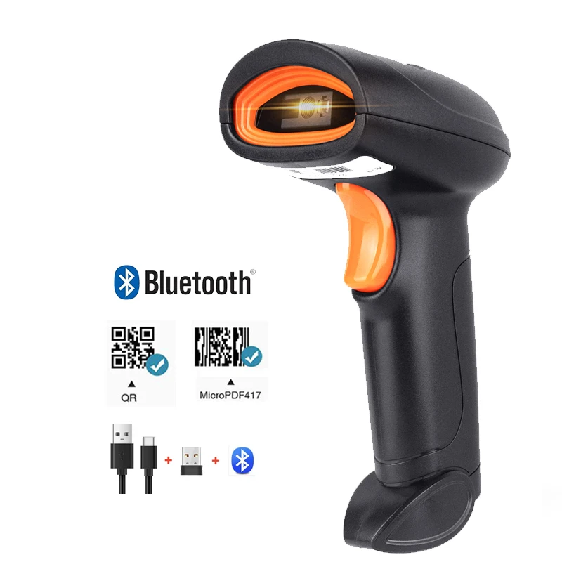 KEFAR Wireless Barcode Scanner Wired Handheld Barcode Reader Bluetooth QR PDF417 DM Codes Reader for Smartphone Screan barcode scanner