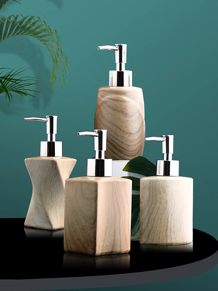 Creative Wood Grain Ceramic Soap Dispenser Lotion Bottle
