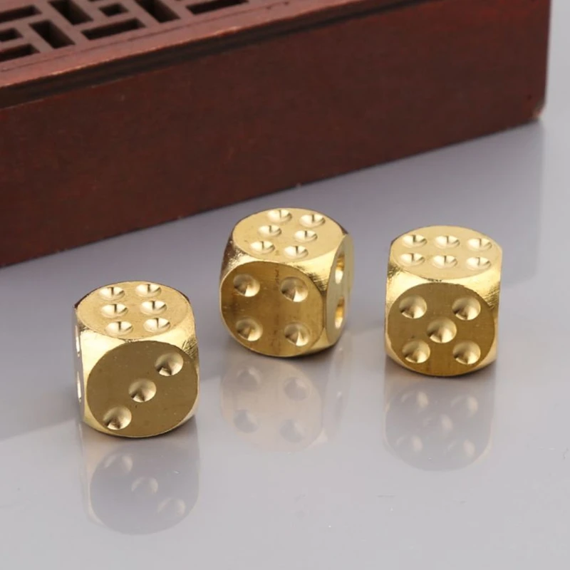 6 Pcs Board Games Brass Solid Four Sided Dices Math Counting Teaching Props