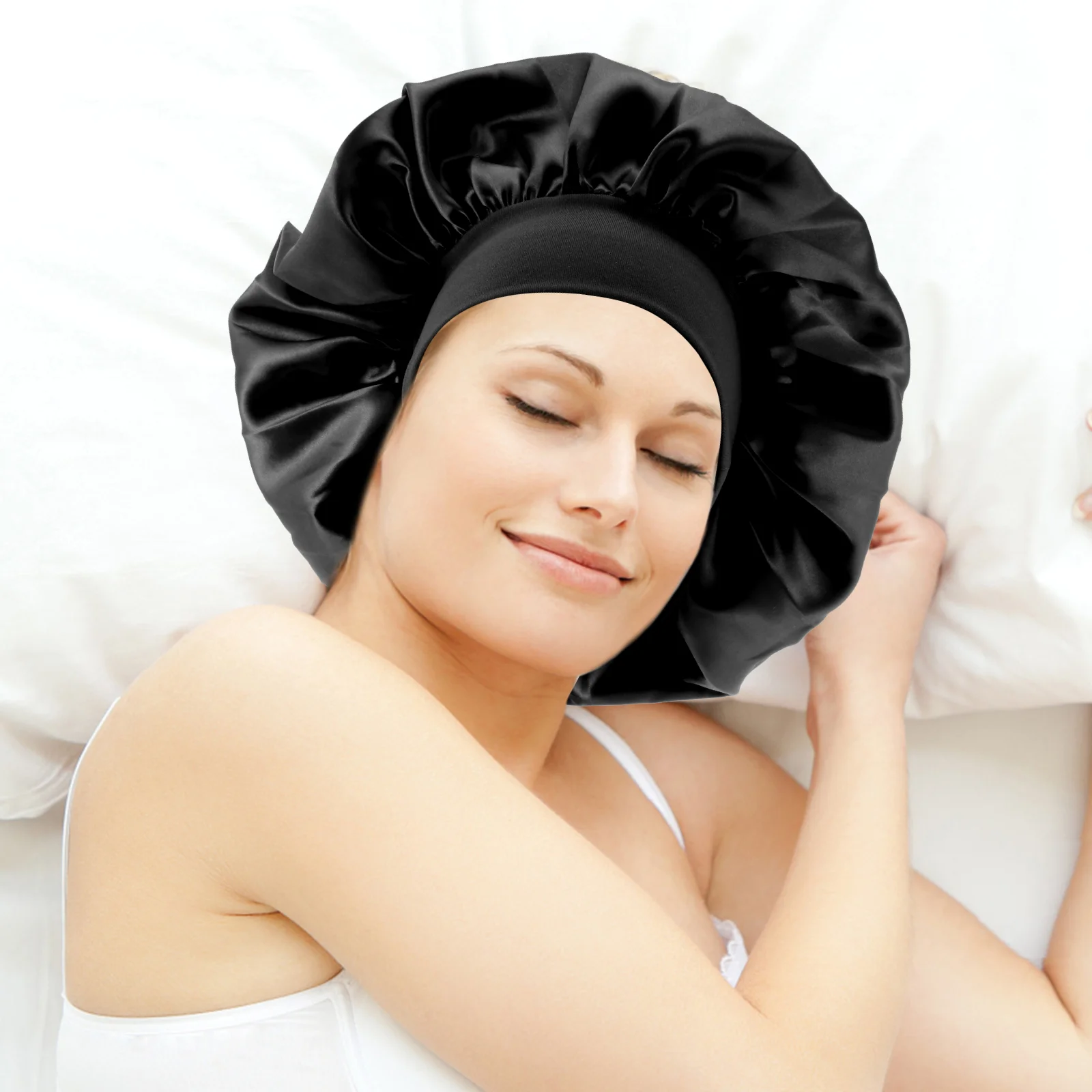

2 Pcs Hat Hair Shower Cap Elastic Sleeping Headbands for Women Night Bonnet Wide Side Broadside