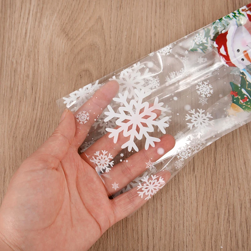 Merry Christmas Candy Bags 25/50pcs Santa Claus Snowman Baking Cookie Gifts Packaging Bag Xmas Decoration For Home New Year Gift