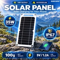 Panneau solaire portable 35W Sunpower 5V avec chargeur USB sécurisé et stable pour batterie externe, téléphone, camping en plein air, maison, camping-car, cadeau 1