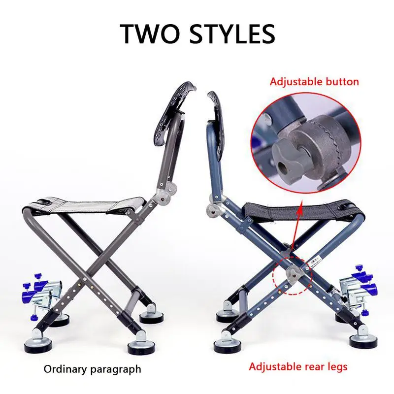 Folding Chair Retractable Stool Breathable Chair Fishing Accessory Camping Chair Foot Pads Adjustable Portable Lightweight Outdoor Camping Chair High Back Seat Folding Fish Chair Seat Stool Lightweight Backrest