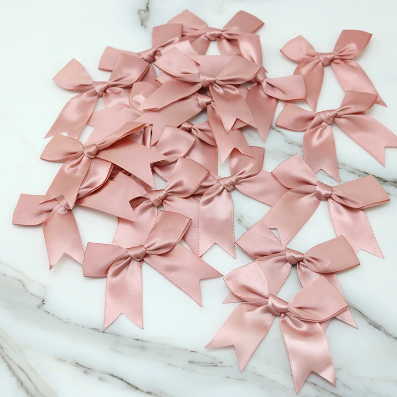 Set of 20 Fresh Pink Satin Ribbon Flower Bows