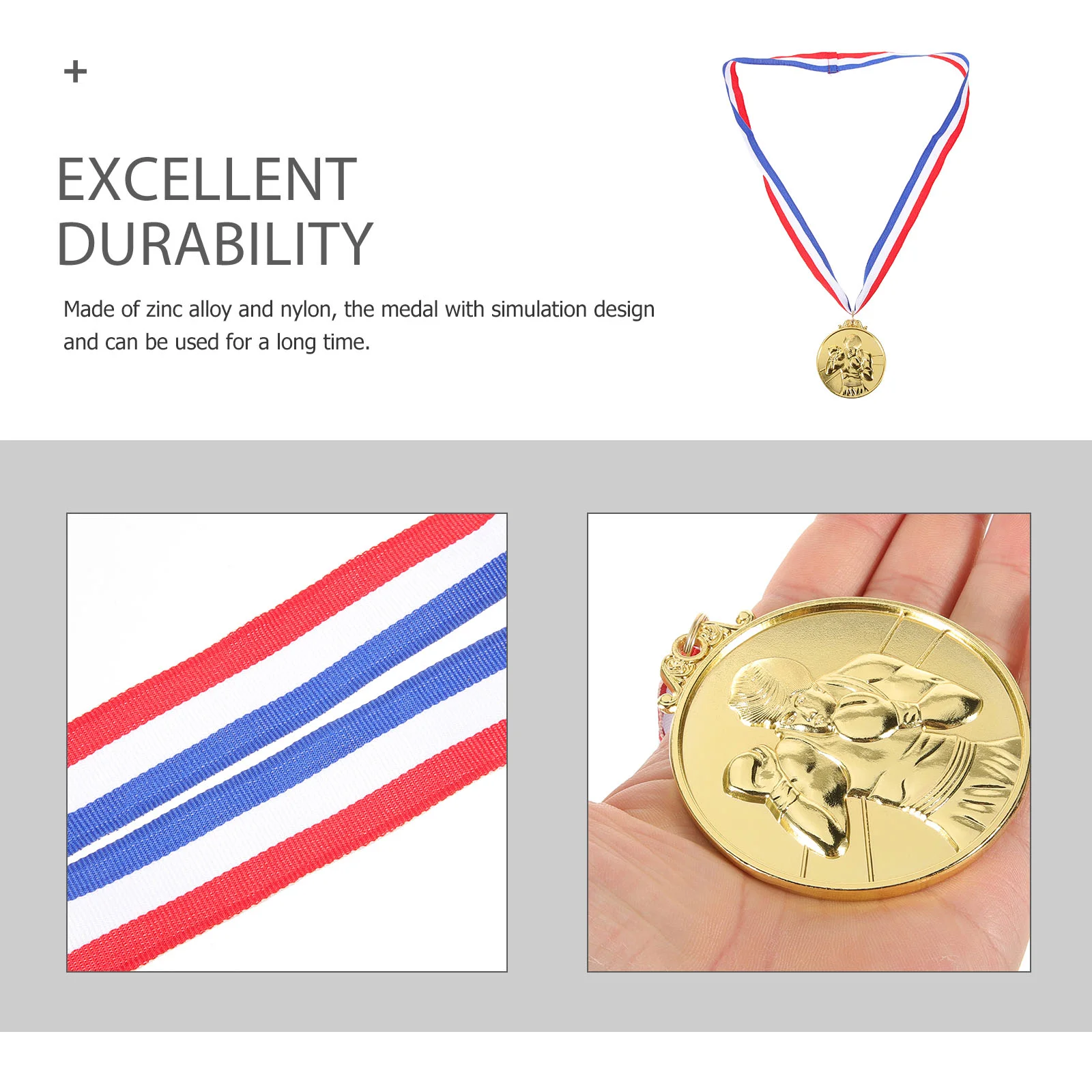 5 Pcs Golden Medals Boxing Sports Competition Awards Trophies Zinc Alloy Souvenirs Memorabilia Prize Student Supplies Metal
