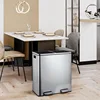 finetones Dual Step Trash Can, 16 Gallon (2×30L) Stainless Steel Garbage Can 2 Soft-Close Lid and 2 Removable Inner Wastebasket 2