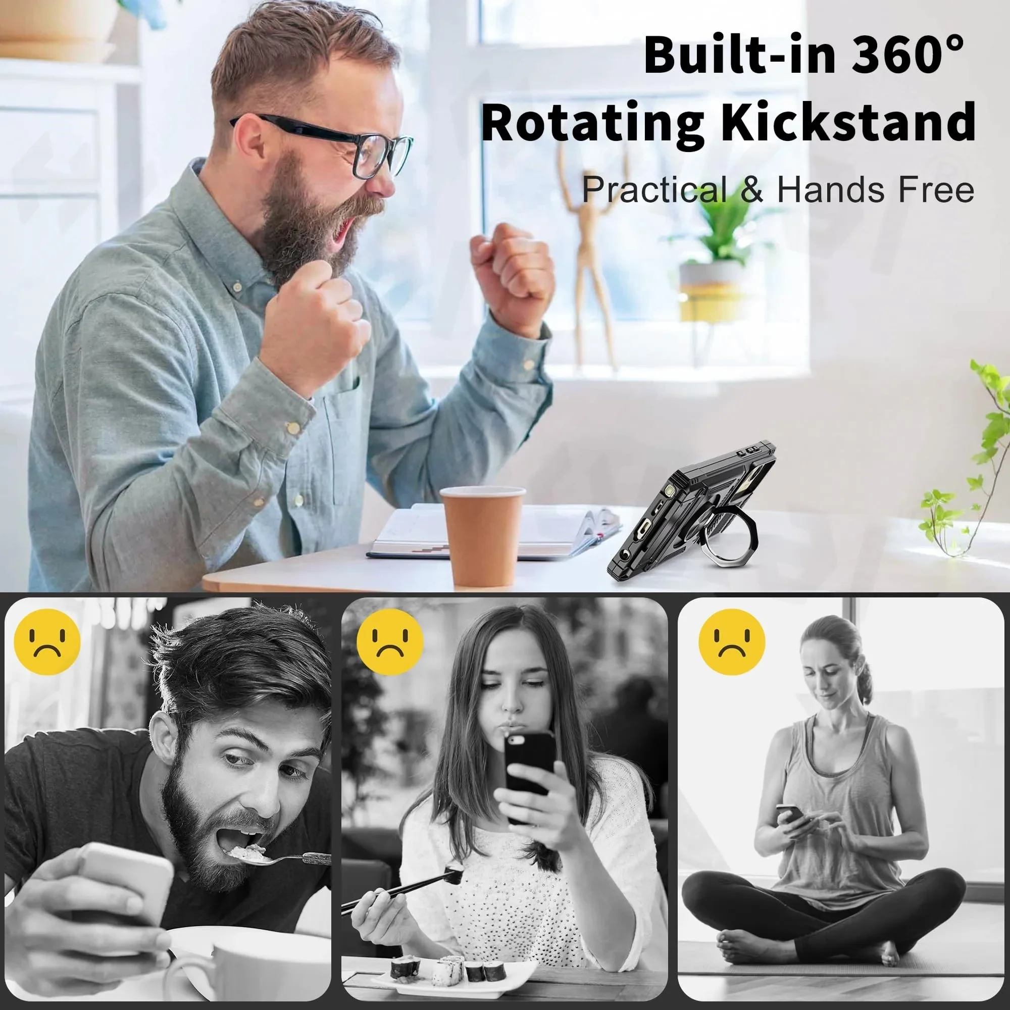 Versatile Wallet Case with Rotating Kickstand and Card Holder