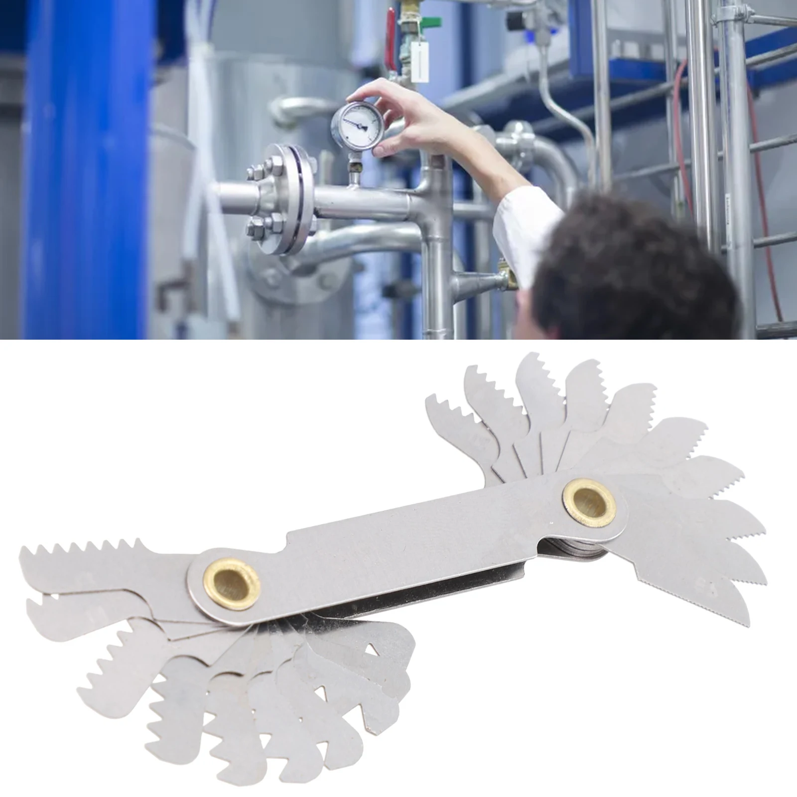 Thread Pitch Cutting Gauge Tool Set 55 And 60&deg; Inch And Metric Thread Gauge Template Blade Measuring Tool 1Pcs