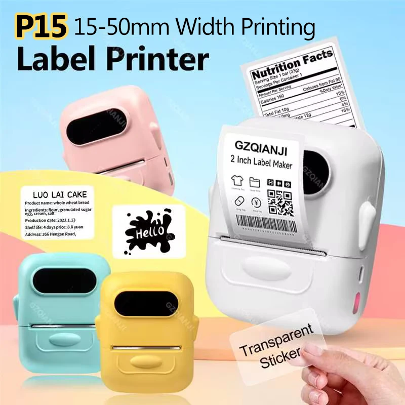 Marklife P50 Portable Thermal Printer 15mm-50mm Print For Home Office Mini Wireless Label Sticker Maker For Smartphone or Paper