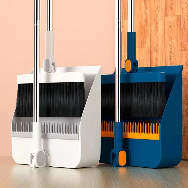 Folding Broom Dustpan Floor Brush Set Indoor Non-stick Hair Long Handle Broom With Stand Up Dustpan Combo Set Household Tool New 2