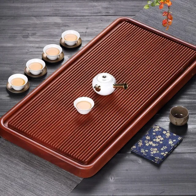 Kitchen Serving Tea Tray Wood Luxury Ceremony Tea Tray Vintage Large Gongfu Square Antique Dienblad Office Accessories WSW20XP