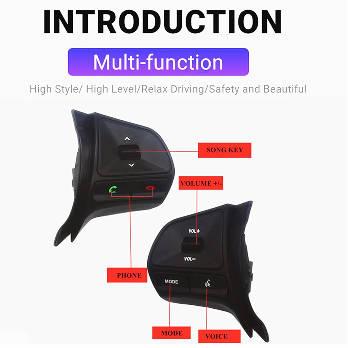 

For KIA RIO K2 2011-2014 Multifunction Steering Wheel Control Button Audio Phone Volume Switch with Backlight
