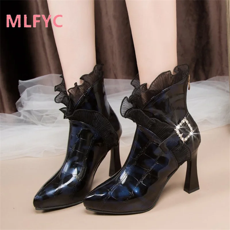 Autumn and Winter Sexy High Heel Boots ladies Pointed Thick Heel Fashion Boots Fashion Professional Women's Boots