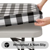 Olanly Rectangle Table Cover Elastic Waterproof Table Covers Fitted Vinyl Tablecloth For Home Party Camping Table Cloth Outdoor 2