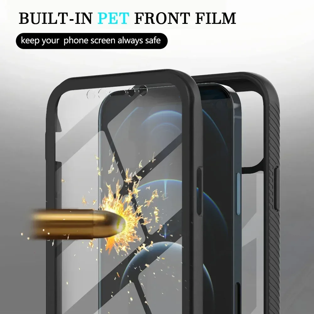 Enhanced Shockproof Case with Front PET Crystal Back Panel and 360-Degree Protection