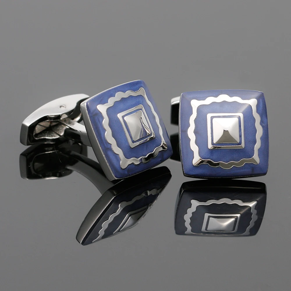 

Cufflinks Men TOMYE XK21S072 Luxury Blue Enamel Square Custom Buttons Formal Casual Dress Shirt Cuff Links for Wedding Gifts