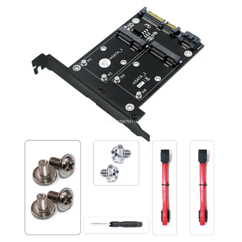 

High Speed ​​Msata to Dual SATA3 2-in-1 Converter SSD Full Height Cards Dropship