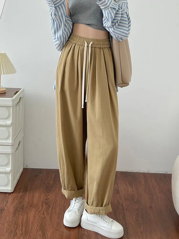 

Women Casual Harem Pants New Arrival 2023 Spring Korean Style Solid Color Loose Comfortable Female Cotton Trousers W1255