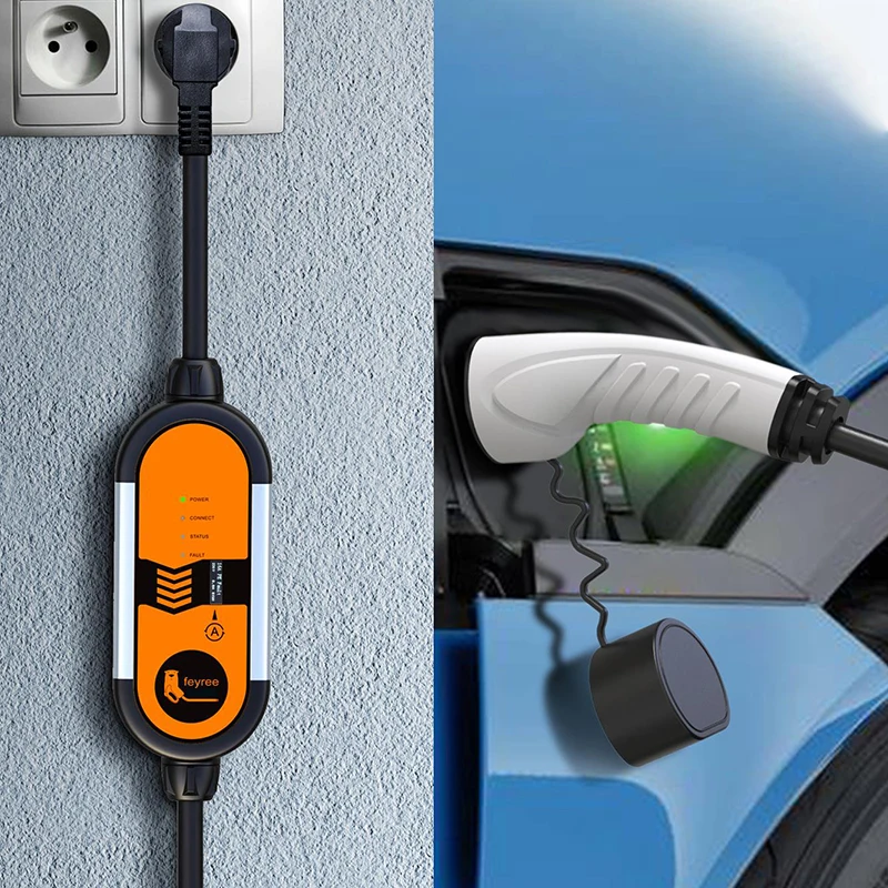 feyree Portable EV Charger Type2 IEC62196-2 16A EVSE Charging Cable Type1  SAE J1772 EU Plug Controller Wallbox for Electric Car - AliExpress