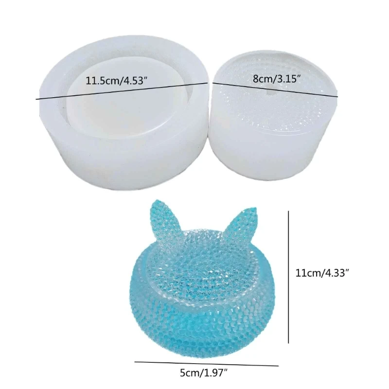 Jar Resin Molds Silicone Storage Container with Lid Mold Rabbit Storage Box Mold