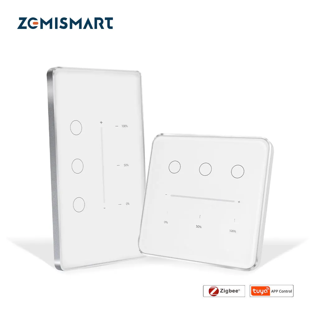 Tuya Zigbee-interruptor de Parede Escurecimento Inteligente Gang Painel Touch Ajuste de Porcentagem Controle de Brilho Alexa Google Home