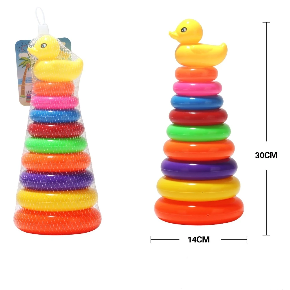 Rainbow Tower Baby Toys And Toddlers Early Educational Puzzle Game Stacking Duck Pyramid Color Cognition Montessori Kid Gifts