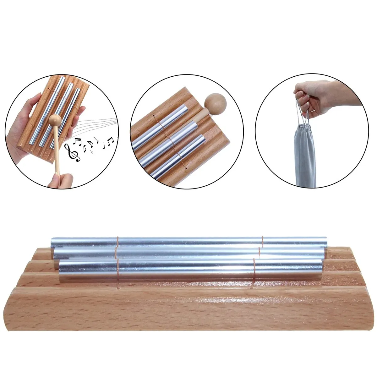Meditation Chimes Miwayer 3Phoneme Original Guaranteed Musically Tuned Wind Zenergy Hand Chime for Classrooms Mindfulness