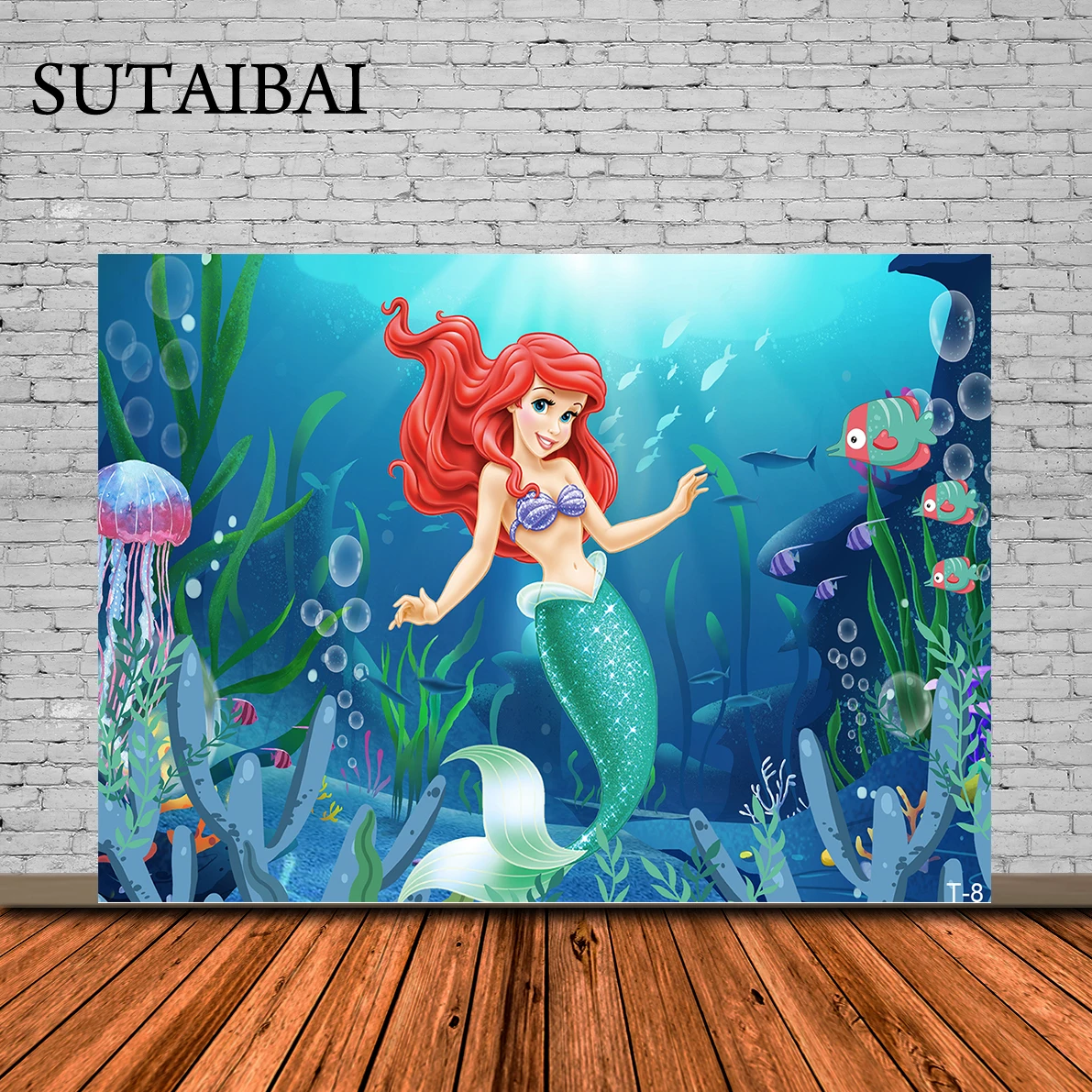 

Photography Background Little Mermaid Under The Sea Underwater Castle Girl 1st Birthday Cake Smash Decor Backdrop Photo Studio