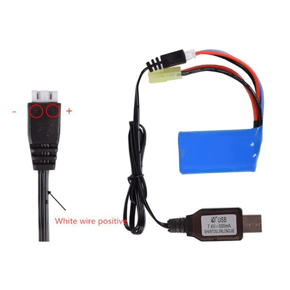 Câble USB inclus avec chargeur intelligent pour batterie drone 7.4V, vue d'ensemble du kit