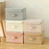 Foldable Cotton Linen Fabric Storage Box Large Capacity Clothes Storage Basket Toys Organizer with Lid for Home Bedroom Closet 1