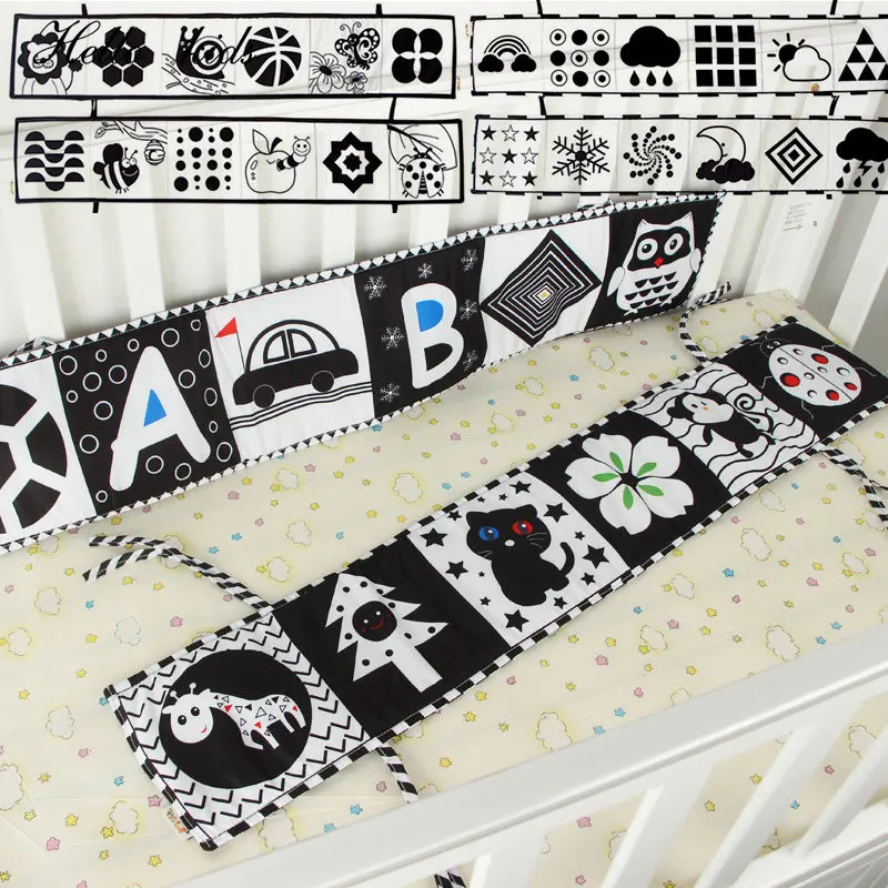 Sensory Cloth Book Baby Toys 0 12 Months Newborn Bed Sticker Crib Bumper Black and White Animal Quiet Books Montessori Baby Book images - 6