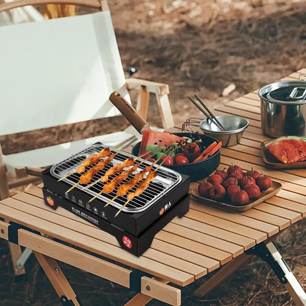Noir Mini Barbecue à Charbon Portable Jetable, Accessoire Compact pour