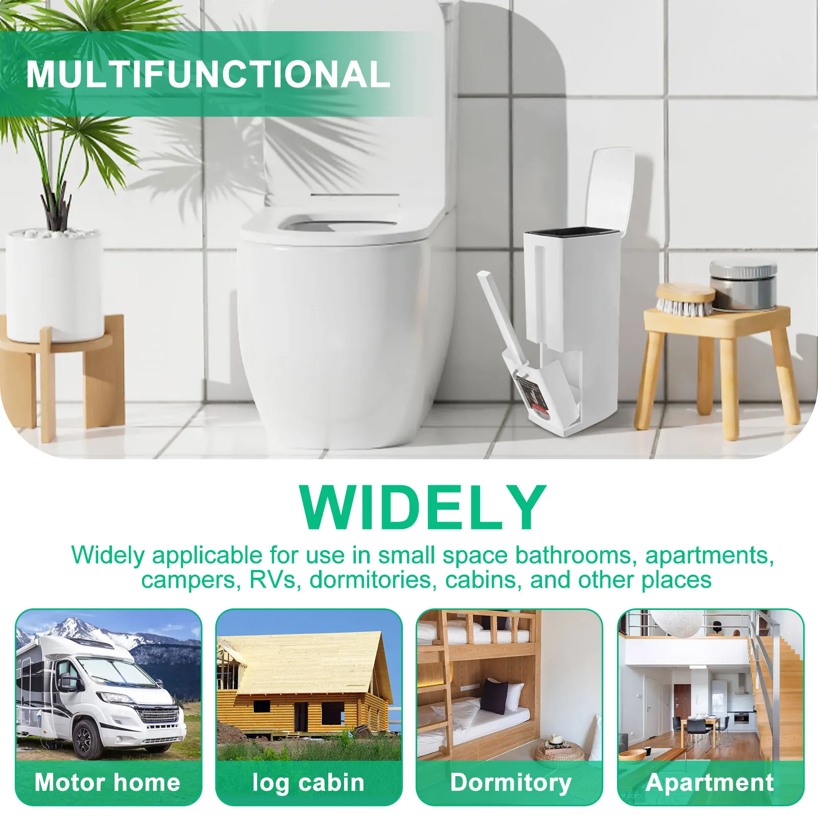 Slim Trash Can Narrow PP Integrated Toilet Brush Waste Bin with Flip Lid Draining Design for Bathroom Narrow Spaces Garbage Bin