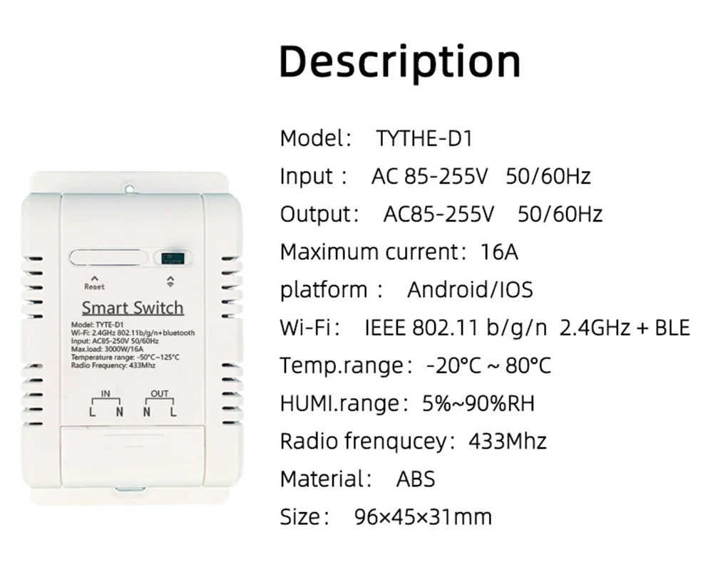 WiFi TH-16 Switch Tuya Wireless Control with Power Consumption Monitoring Temper
