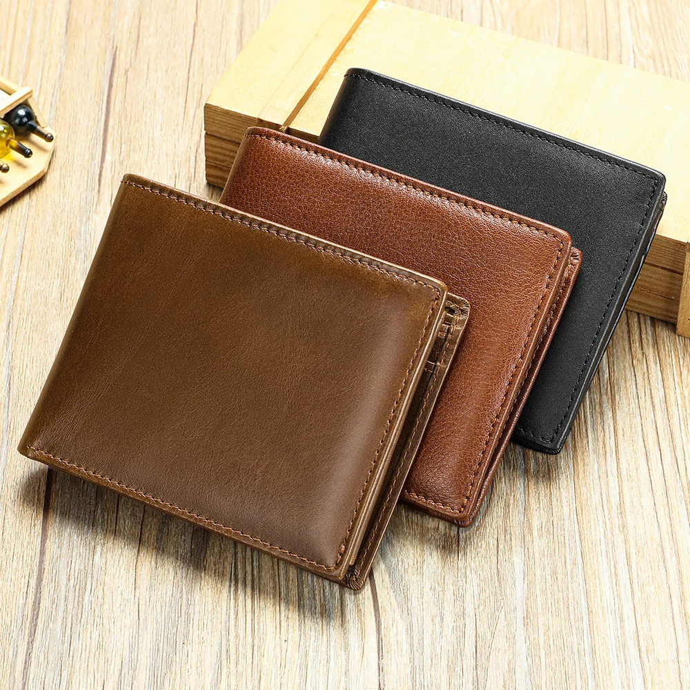 WESTAL Handmade Cowhide Leather Men's Anti-Theft Wallet with Large Capacity