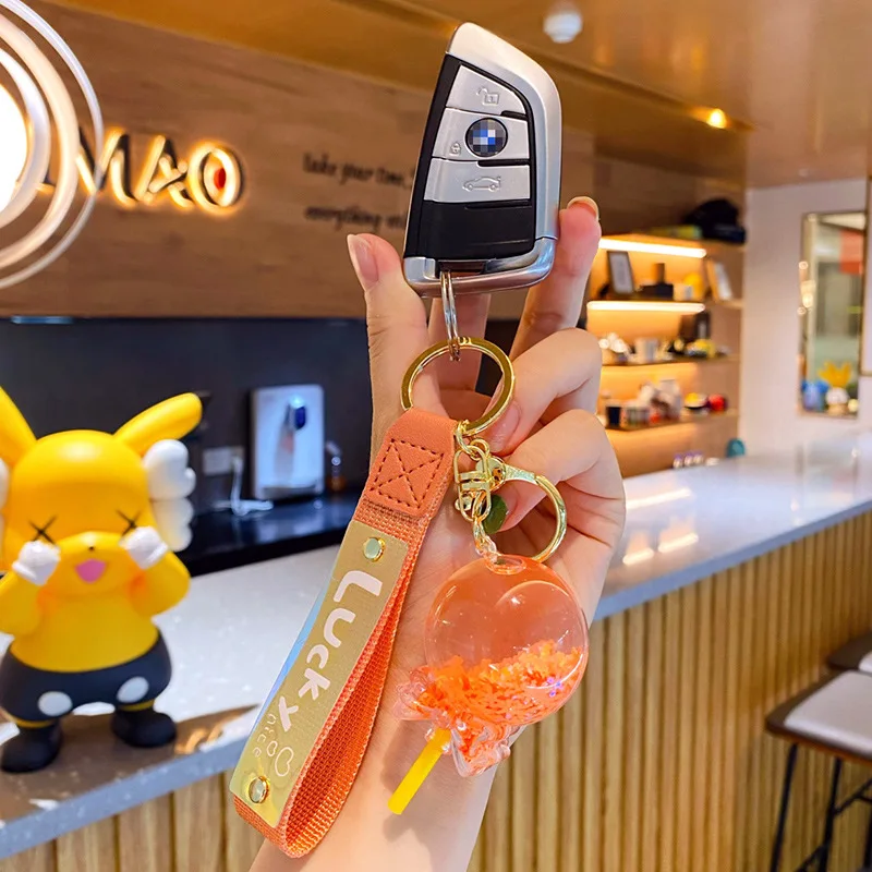 Oil Lollipop Rainbow Bean Keychain Couple Accessories Cute Key Chain Ring Holder Bag Pendant Exquisite Gift Keyring