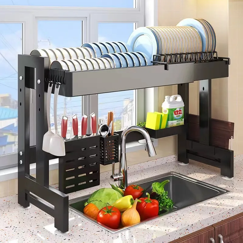 

Kitchen Sink Storage Rack Dish and Drain Rack Extendable and Multifunctional Household Dishwashing Tray Sink and Storage Rack